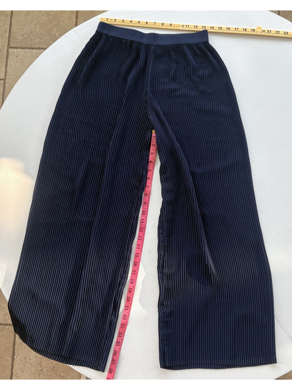 Cal Style Women's Pleated Wide Leg Pants Size Medium Blue Pull On Elastic Waist